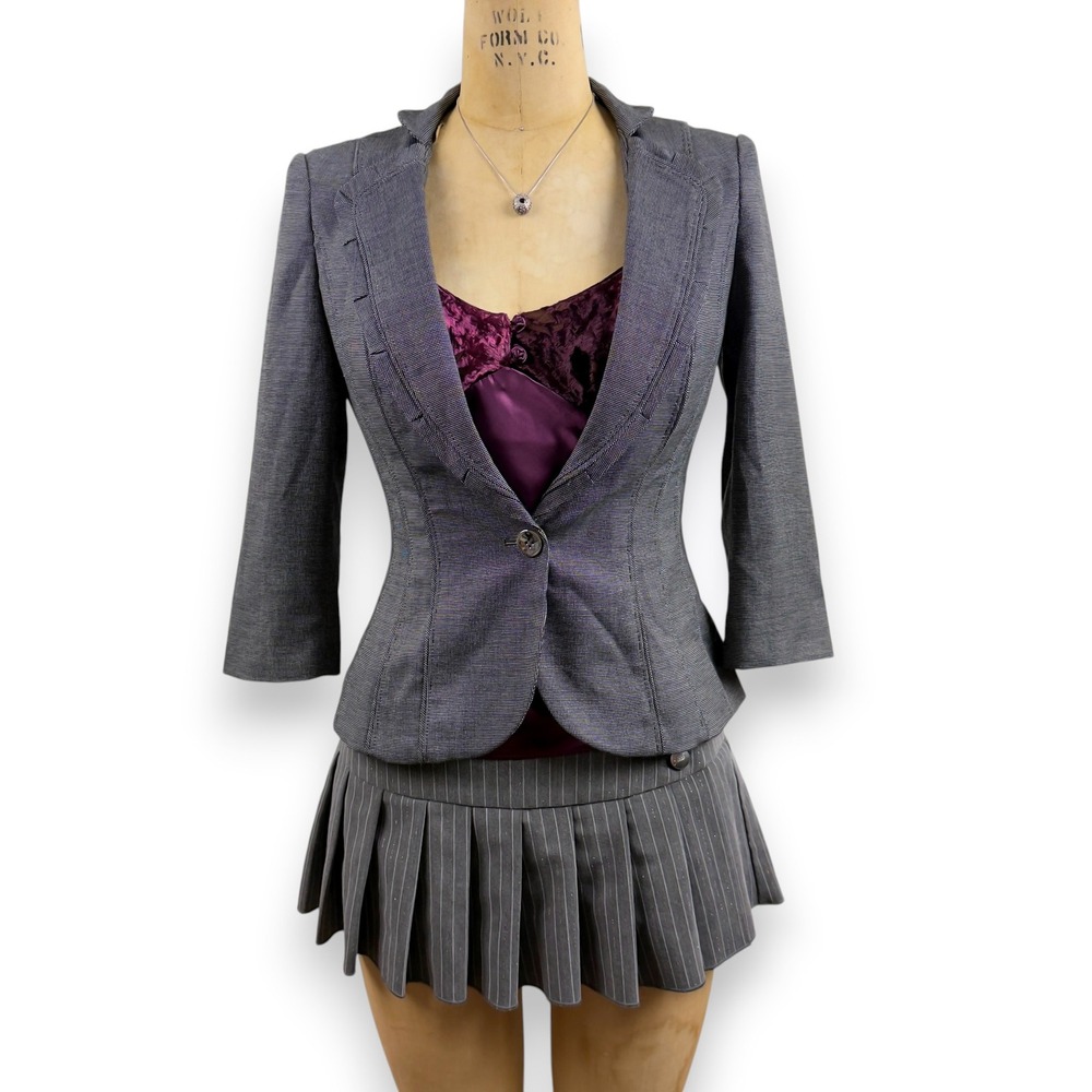 White House Black Market Gray Fitted Blazer 3/4 Sleeve Tailored Academia Size S